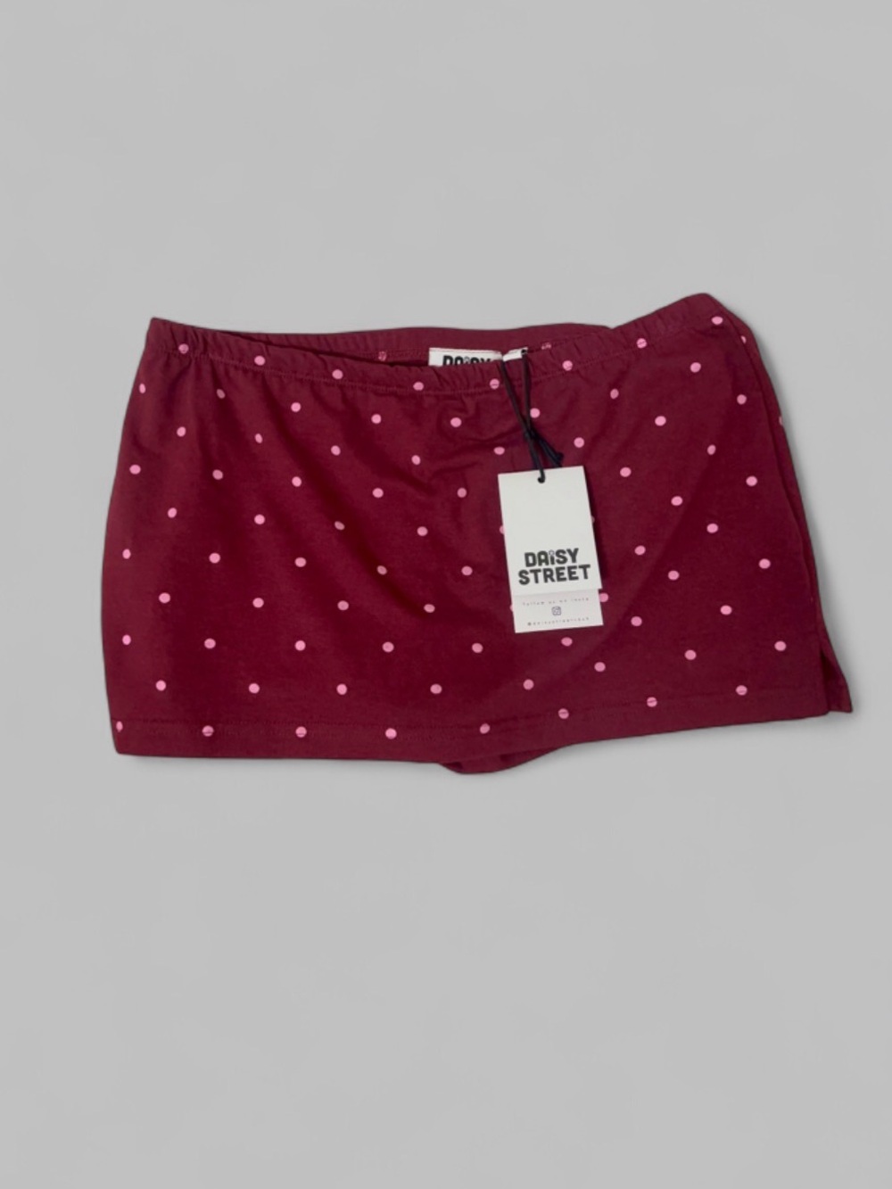 Daisy Street Burgundy Skirt with Pink Polka Dots